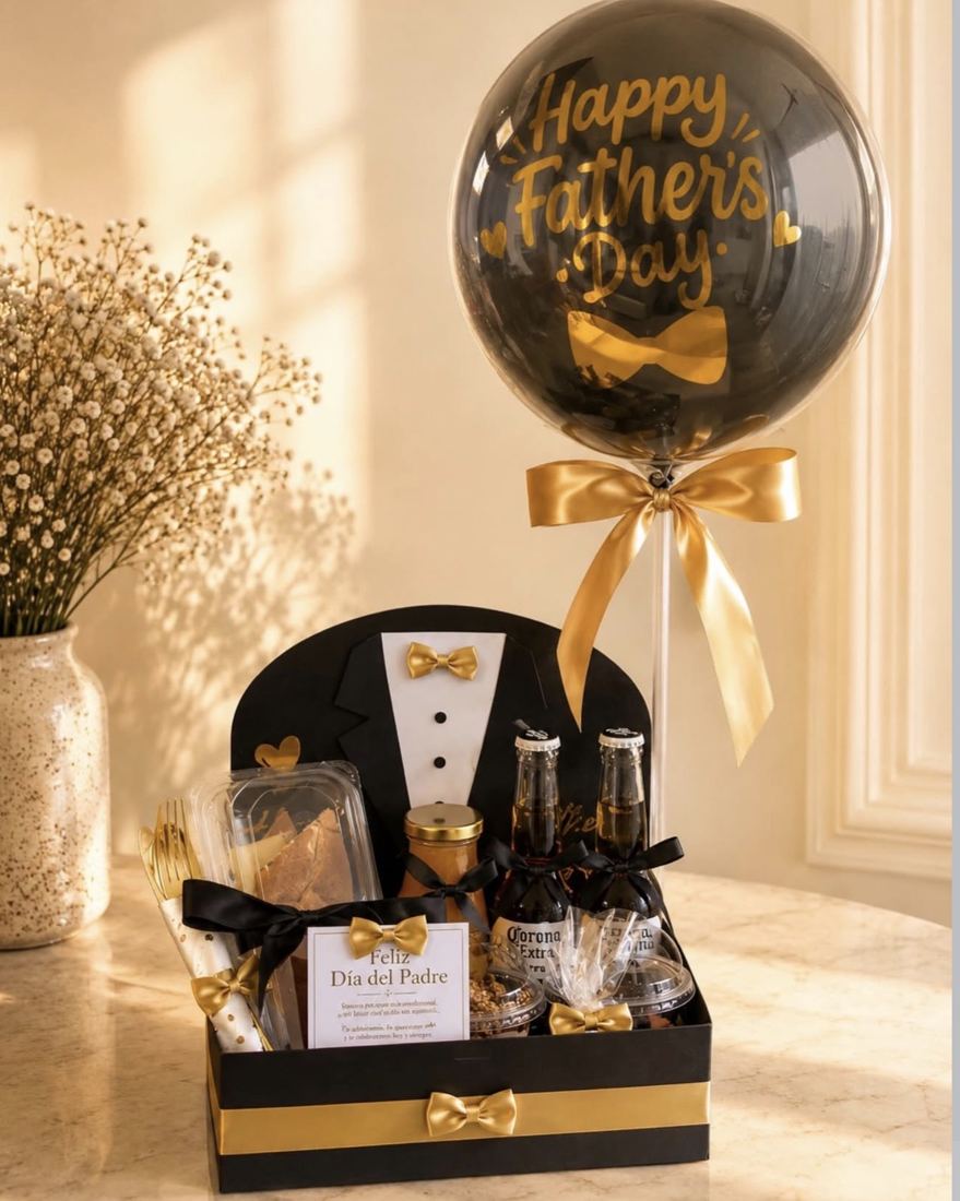 Black and gold father's day surprise box